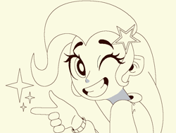 Size: 800x600 | Tagged: safe, artist:kelopsit, imported from derpibooru, trixie, equestria girls, female, grin, one eye closed, smiling, wink