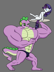 Size: 1056x1419 | Tagged: safe, artist:ismim, artist:ismim_art, artist:ismimart, imported from derpibooru, rarity, spike, dragon, pony, unicorn, adult, adult spike, adultspike, bodybuilder, bulky, female, gen5, gigachad spike, male, meme, older, older spike, shipping, sparity, straight, weird