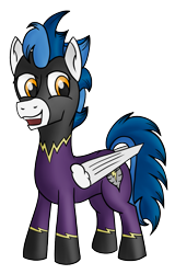 Size: 825x1292 | Tagged: safe, artist:whirlwindflux, imported from derpibooru, oc, oc only, oc:whirlwind flux, pegasus, pony, derpibooru community collaboration, 2021 community collab, clothes, costume, digital art, male, shadowbolts, shadowbolts costume, simple background, solo, stallion, transparent background