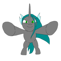 Size: 1280x1281 | Tagged: safe, artist:neoshrek, editor:princessember2019, imported from derpibooru, queen chrysalis, changeling, changeling queen, female, looking at you, outstretched arms, simple background, solo, transparent background