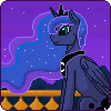 Size: 100x100 | Tagged: safe, alternate version, artist:imreer, imported from derpibooru, princess luna, alicorn, pony, ethereal mane, female, jewelry, mare, night, outdoors, peytral, pixel art, solo, starry mane, stars, tiara