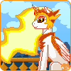 Size: 100x100 | Tagged: safe, alternate version, artist:imreer, imported from derpibooru, daybreaker, alicorn, pony, female, mare, outdoors, peytral, pixel art, smiling, solo