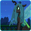 Size: 100x100 | Tagged: safe, alternate version, artist:imreer, imported from derpibooru, queen chrysalis, changeling, changeling queen, female, night, outdoors, pixel art, solo, stars