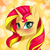 Size: 1024x1024 | Tagged: safe, artist:chickenbrony, artist:cottonaime, imported from derpibooru, sunset shimmer, pony, unicorn, blushing, bust, cute, female, heart, icon, looking at you, mare, portrait, shimmerbetes, smiling, solo