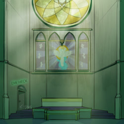 Size: 800x800 | Tagged: safe, artist:captainhoers, imported from ponybooru, oc, oc:rainbow code, pony, the sunjackers, canterlot, cyberpunk, new canterlot, stained glass