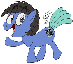 Size: 2040x1768 | Tagged: safe, artist:prestalnic, imported from derpibooru, oc, oc only, earth pony, pony, earth pony oc, open mouth, signature, simple background, smiling, solo, transparent background, waving