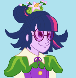 Size: 535x546 | Tagged: safe, artist:theedgyduck, imported from derpibooru, sci-twi, twilight sparkle, equestria girls, equestria girls series, holidays unwrapped, spoiler:eqg series (season 2), alternate hairstyle, clothes, cornucopia costumes, cute, female, glasses, ms paint, o come all ye squashful, plum sparkle, simple background, solo, twiabetes