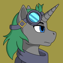 Size: 2485x2485 | Tagged: safe, artist:wptaimuty, imported from derpibooru, oc, oc only, pony, unicorn, bust, clothes, goggles, male, scarf, side view, solo, stallion