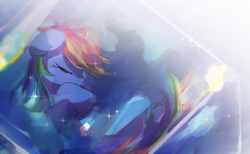 Size: 1887x1162 | Tagged: safe, artist:lexiedraw, imported from derpibooru, rainbow dash, pegasus, pony, female, ice, ice cube, mare, sleeping, solo