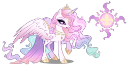 Size: 2450x1262 | Tagged: safe, artist:gihhbloonde, imported from derpibooru, oc, oc only, alicorn, pony, female, magical lesbian spawn, mare, offspring, parent:fleur-de-lis, parent:fleurlestia, parent:princess celestia, simple background, solo, transparent background