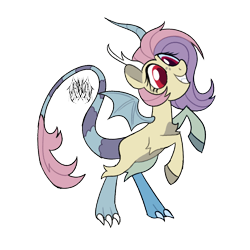 Size: 1500x1500 | Tagged: safe, artist:renhorse, imported from derpibooru, oc, oc only, oc:harpsichord, draconequus, hybrid, female, interspecies offspring, offspring, parent:discord, parent:fluttershy, parents:discoshy, simple background, solo, transparent background