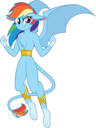 Size: 3008x4000 | Tagged: safe, artist:orin331, imported from derpibooru, rainbow dash, anthro, gargoyle, series:creature-verse, chest fluff, commission, female, furry, jewelry, regalia, show accurate, simple background, solo, species swap