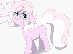 Size: 4000x3000 | Tagged: safe, artist:marshmallowfluff, imported from derpibooru, oc, oc only, oc:marshmallow fluff, pony, unicorn, blushing, freckles, looking away, pogchamp, solo, talking to viewer, text