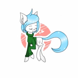 Size: 640x640 | Tagged: safe, artist:cinnavee, imported from derpibooru, oc, oc only, earth pony, pony, clothes, ear fluff, earth pony oc, eyes closed, looking back, simple background, solo, white background
