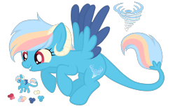 Size: 2000x1271 | Tagged: safe, artist:magicuniclaws, imported from derpibooru, hybrid, female, interspecies offspring, offspring, parent:discord, parent:rainbow dash, parents:discodash, simple background, solo, transparent background