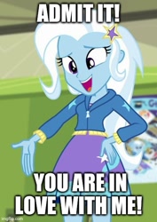 Size: 425x600 | Tagged: safe, edit, edited screencap, imported from derpibooru, screencap, trixie, equestria girls, equestria girls series, forgotten friendship, caption, hand on hip, image macro, imgflip, shitposting, text