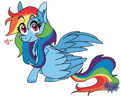 Size: 2244x1775 | Tagged: safe, artist:batperchi, imported from derpibooru, rainbow dash, pegasus, pony, alternate hairstyle, blushing, chest fluff, cute, dashabetes, double mane, ear fluff, heart, requested art, simple background, solo, transparent background