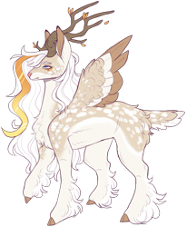 Size: 1717x2080 | Tagged: safe, artist:sleepy-nova, imported from derpibooru, oc, oc only, deer, deer pony, original species, peryton, colored wings, male, multicolored wings, simple background, solo, transparent background, unshorn fetlocks, wings