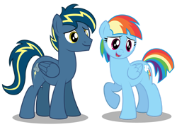 Size: 1280x920 | Tagged: safe, artist:aleximusprime, imported from derpibooru, rainbow dash, oc, oc:thunderhead, pegasus, flurry heart's story, female, husband and wife, male, male and female, mare, married couple, older, shorter hair, stallion
