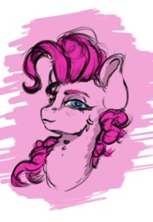 Size: 761x1099 | Tagged: safe, artist:skitsniga, pinkie pie, earth pony, pony, bust, drawn on phone, female, lidded eyes, looking at you, mare, sketch, solo