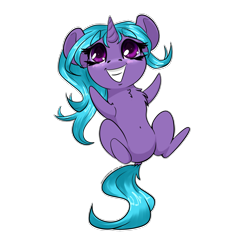Size: 3000x3000 | Tagged: safe, artist:skitsniga, oc, oc only, oc:eleane tih, pony, unicorn, belly button, chest fluff, chibi, dock, female, horn, looking at you, mare, on back, simple background, solo, transparent background