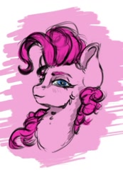Size: 761x1099 | Tagged: safe, artist:skitsniga, imported from ponybooru, pinkie pie, earth pony, pony, bust, drawn on phone, female, lidded eyes, looking at you, mare, sketch, solo
