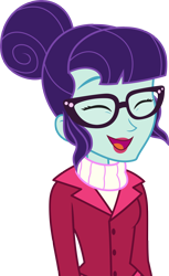 Size: 2000x3269 | Tagged: safe, artist:luckreza8, imported from derpibooru, rosette nebula, equestria girls, equestria girls series, twilight under the stars, spoiler:eqg series (season 2), clothes, female, glasses, hair bun, happy, simple background, solo, transparent background, vector