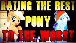 Size: 1280x720 | Tagged: safe, imported from derpibooru, applejack, rainbow dash, best pony, looking at you, op failed friendship, op has an opinion, op is a duck, op is trying to start shit, thumbnail, worst pony, youtube link, yt thumbnail