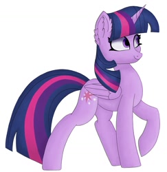 Size: 1452x1493 | Tagged: safe, artist:quartzblog, artist:stargrid, imported from derpibooru, twilight sparkle, alicorn, pony, ear fluff, female, horn, simple background, smiling, solo, twilight sparkle (alicorn), white background