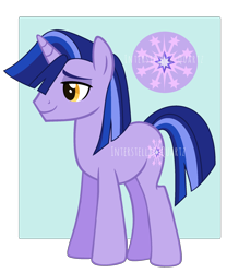 Size: 1960x2240 | Tagged: safe, artist:interstellar-quartz, imported from derpibooru, oc, oc only, oc:nightfall sentry, pony, unicorn, male, offspring, parent:flash sentry, parent:twilight sparkle, parents:flashlight, solo, stallion