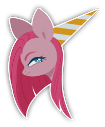 Size: 4000x4853 | Tagged: safe, artist:belka-sempai, imported from derpibooru, pinkie pie, earth pony, pony, party of one, bust, hat, party hat, pinkamena diane pie, simple background, solo, sticker, transparent background