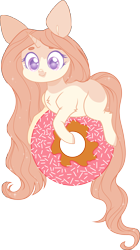 Size: 3821x6817 | Tagged: safe, artist:belka-sempai, imported from derpibooru, oc, oc only, pony, unicorn, chubby, donut, food, horn, kiriban, long mane, long tail, markings, ponies in food, simple background, solo, transparent background, unicorn oc