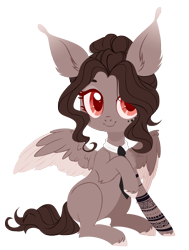 Size: 4000x5287 | Tagged: safe, artist:belka-sempai, imported from derpibooru, oc, oc only, pegasus, pony, chest fluff, cute, cute little fangs, ear fluff, fangs, hair over one eye, looking at you, necktie, one hoof raised, pegasus oc, raised hoof, red eyes, simple background, sitting, smiling, smiling at you, solo, spread wings, tattoo, transparent background, two toned wings, unshorn fetlocks, wings