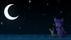 Size: 3840x2160 | Tagged: safe, artist:belka-sempai, imported from derpibooru, oc, pegasus, rabbit, zebra, animal, bracelet, commission, jewelry, moon, night, pegasus oc, stars, wallpaper, wings, zebra oc