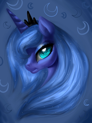 Size: 3120x4160 | Tagged: source needed, safe, artist:stormystica, imported from derpibooru, princess luna, alicorn, pony, bust, female, filly, s1 luna, solo, wingding eyes, woona, younger