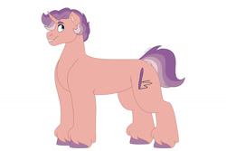 Size: 1280x854 | Tagged: safe, artist:itstechtock, imported from derpibooru, oc, oc only, oc:witty banter, pony, unicorn, braces, colt, male, offspring, parent:clear sky, parent:quibble pants, parents:quibblesky, simple background, solo, white background