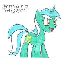 Size: 943x843 | Tagged: safe, artist:cmara, imported from derpibooru, lyra heartstrings, pony, unicorn, female, mare, open mouth, simple background, solo, traditional art, white background