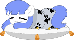 Size: 5000x2767 | Tagged: safe, artist:jhayarr23, imported from derpibooru, oc, oc only, oc:snow pup, pegasus, pony, blanket, blanket burrito, commission, cutie mark, eyes closed, female, high res, mare, pillow, simple background, sleeping, solo, three quarter view, transparent background, ych result