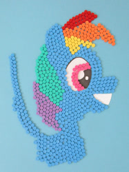 Size: 1024x1366 | Tagged: safe, alternate version, artist:malte279, imported from derpibooru, rainbow dash, pony, craft, diabetes, mosaic, plastic, wip