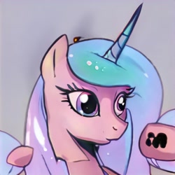 Size: 1024x1024 | Tagged: safe, artist:thisponydoesnotexist, imported from derpibooru, pony, ai content, ai generated, bust, generator:thisponydoesnotexist, horn, neural network, not cadance, not celestia, portrait, solo