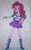 Size: 1333x2164 | Tagged: safe, artist:amyrosexshadowlover, imported from derpibooru, pinkie pie, equestria girls, boots, bracelet, clothes, cutie mark, cutie mark on clothes, eyelashes, female, grin, high heel boots, jewelry, shoes, signature, skirt, smiling, solo, traditional art