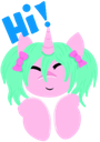 Size: 90x128 | Tagged: safe, imported from derpibooru, oc, oc:magicalmysticva, oc:mystic moonlight, pony, unicorn, bow, cute, emoji, emotes, hello, hi, pigtails, teal mane, twintails