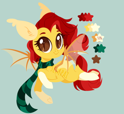 Size: 4000x3678 | Tagged: safe, artist:belka-sempai, imported from derpibooru, oc, oc only, bat pony, pony, bat pony oc, bat wings, clothes, commission, flying, scarf, simple background, solo, watermark, wings