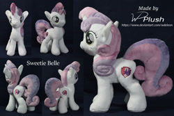 Size: 1980x1320 | Tagged: safe, artist:wdeleon, imported from derpibooru, sweetie belle, pony, unicorn, craft, custom, female, filly, irl, minky, multiple angles, photo, plushie, solo, standing, toy