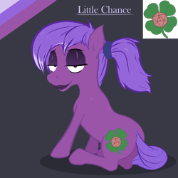 Size: 3000x3000 | Tagged: safe, artist:stoopedhooy, derpibooru exclusive, imported from derpibooru, oc, oc only, oc:little chance, earth pony, pony, clover, dice, four leaf clover, lipstick, makeup, reference sheet, solo