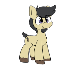 Size: 1005x1101 | Tagged: safe, artist:taurson, edit, imported from derpibooru, oc, oc only, oc:gameburger, earth pony, pony, derpibooru community collaboration, 2021 community collab, 2022 community collab, cute, eye clipping through hair, facial hair, goatee, looking up, male, short tail, simple background, smiling, solo, transparent background