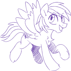 Size: 784x784 | Tagged: safe, imported from derpibooru, oc, oc only, oc:rain bow, pegasus, pony, lineart, male, monochrome, sketch, solo, spread wings, wing spreading, wings