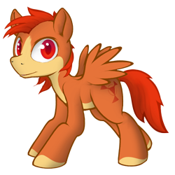 Size: 1600x1600 | Tagged: safe, artist:darkdoomer, imported from derpibooru, oc, oc only, oc:patachu, pegasus, pony, derpibooru community collaboration, 2021 community collab, colored hooves, digital hazard, feathered wings, looking at you, male, one hoof raised, raised hoof, red eyes, red mane, red tail, short mane, simple background, small wings, solo, spread wings, stallion, transparent background, wings