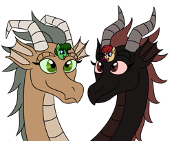 Size: 825x675 | Tagged: safe, artist:spyro-for-life, imported from derpibooru, oc, oc:orchid aura, oc:water lilly, dragon, earth pony, pony, fanfic:empress dragon, conjoined, dragoness, fanfic art, female, multiple heads, two heads