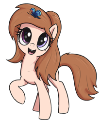 Size: 994x1208 | Tagged: safe, artist:milo(german), artist:t72b, imported from derpibooru, oc, oc:milo, butterfly, earth pony, pony, derpibooru community collaboration, 2021 community collab, female, happy, mare, raised hoof, simple background, transparent background